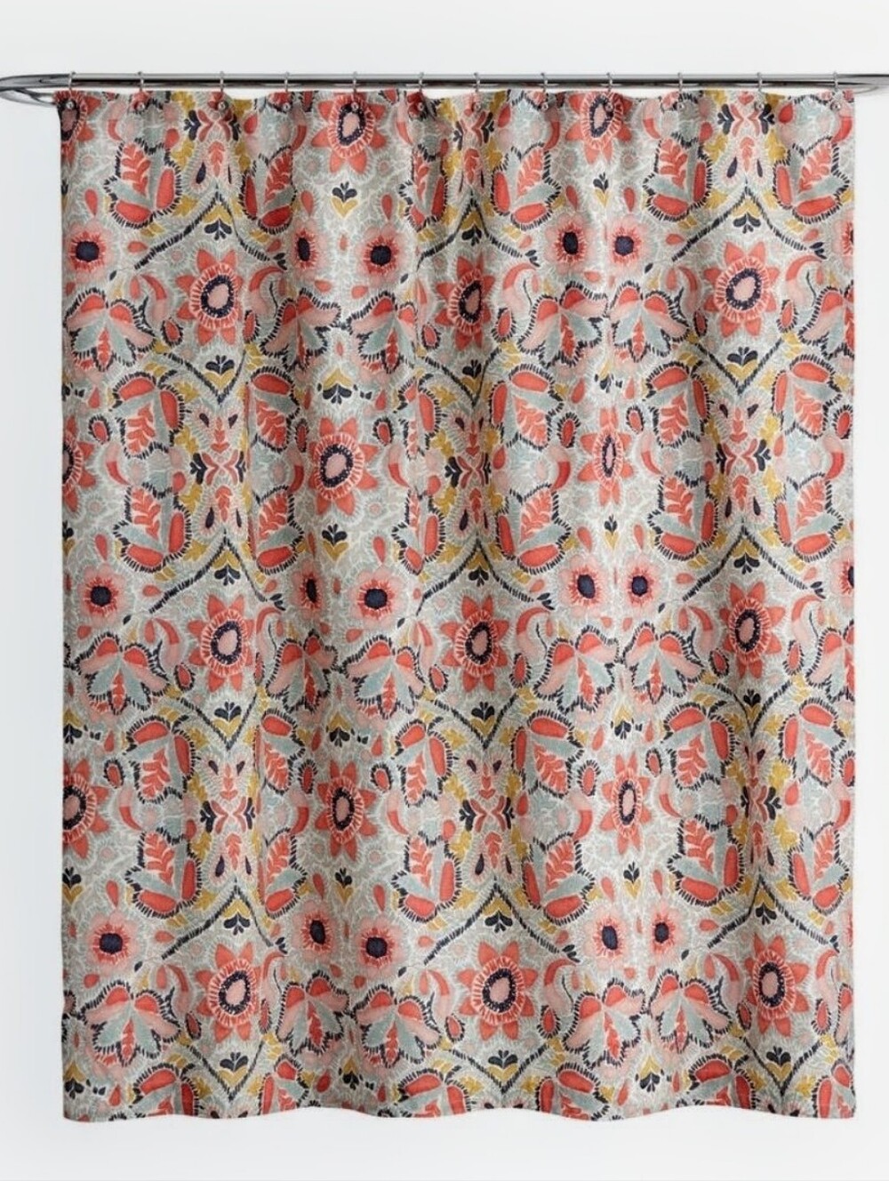 World Market Margherita Boho Fabric Shower Curtain Multicolor Floral 72x72"